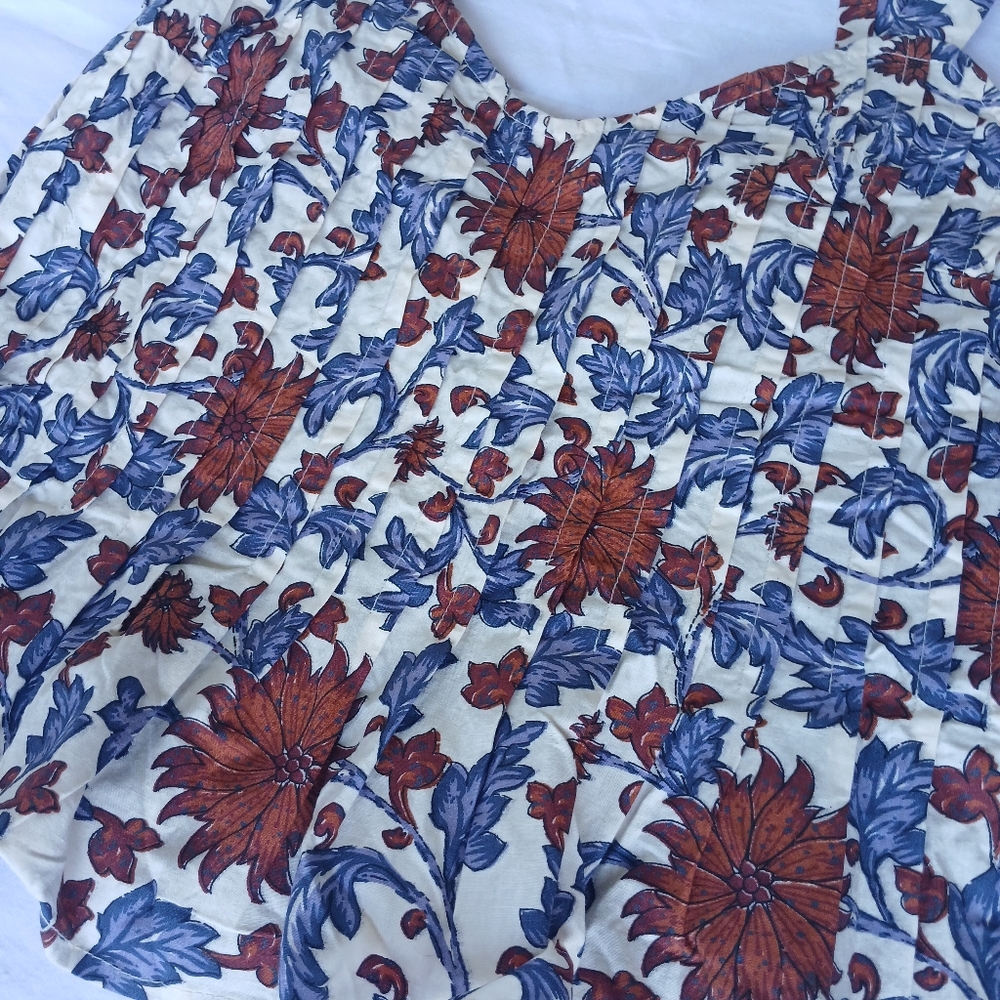 Athropologie Let Me Be Tie-Strap Peplum Floral 100% Cotton Top Womens Size XS - Picture 7 of 16